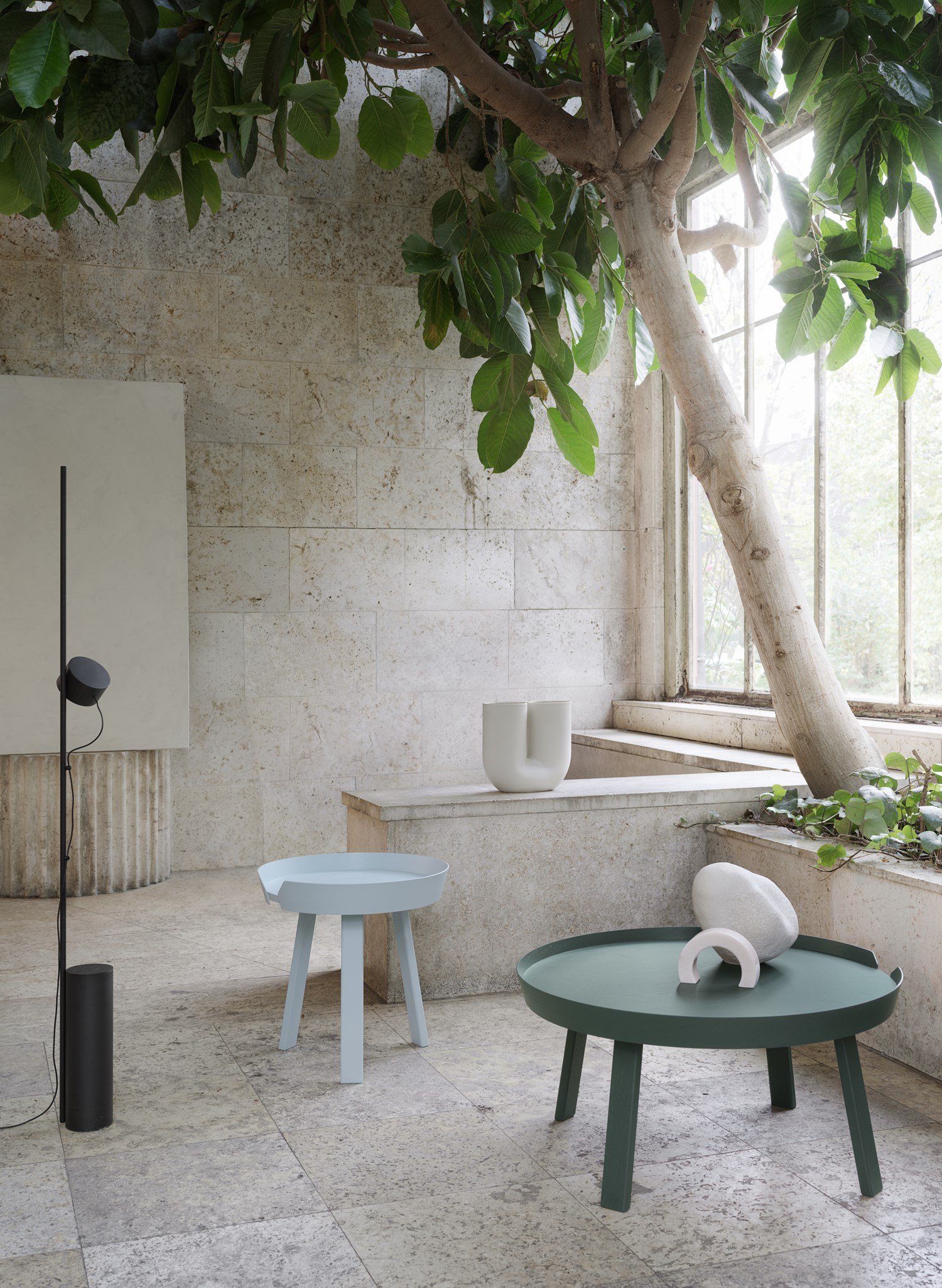 Around Small Light Blue, Around Large Dark Green, Post Floor Lamp, Kink Vase
 Around Small Light Blue, Around Large Dark Green, Post Floor Lamp, Kink Vase