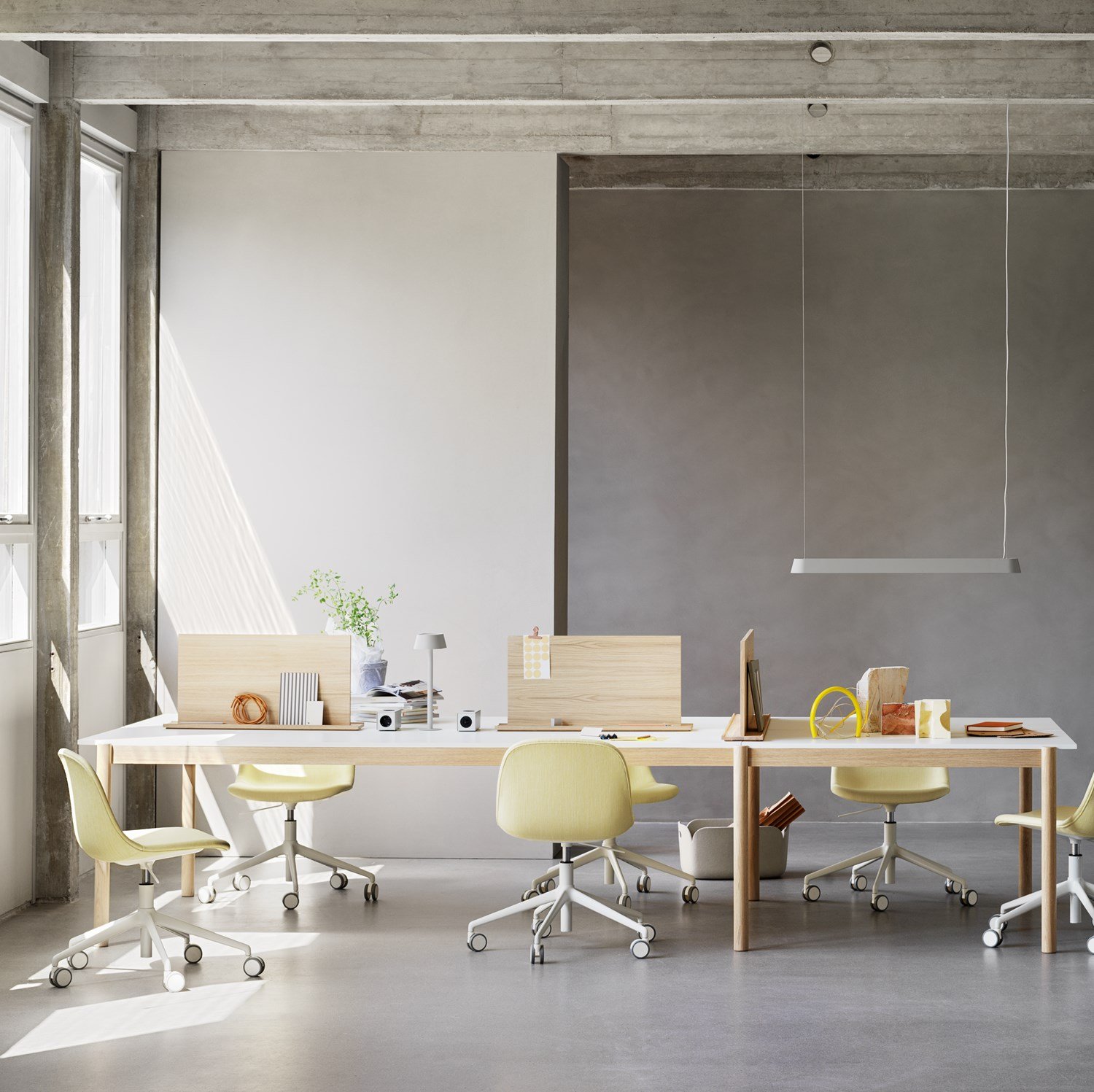 Linear System Modular Table Configuration 1 White/Laminate/Oak-1:1 Square Linear System Modular Table Configuration 1 White/Laminate/Oak