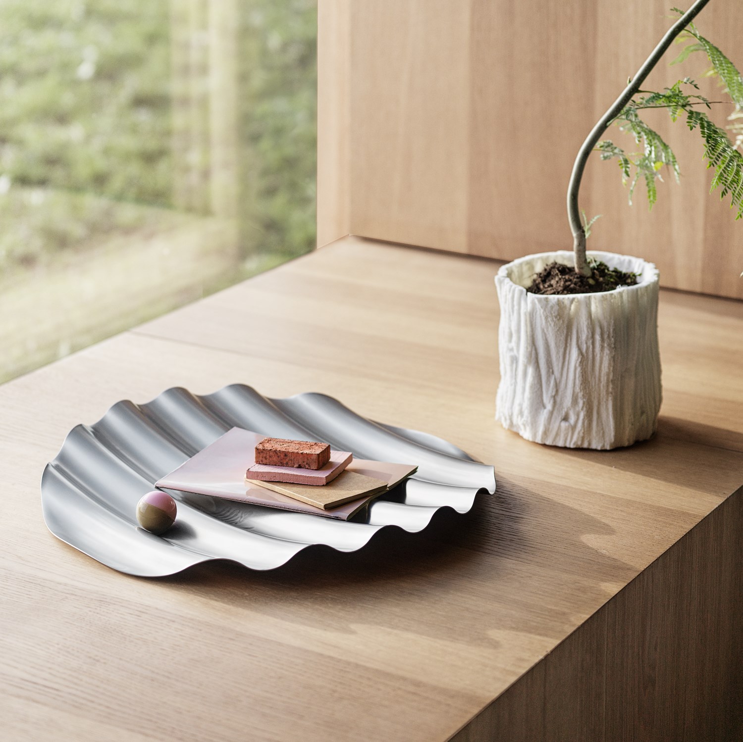 Wave Tray - Lifestyle Image-1:1 Square Wave Tray - Stainless Steel